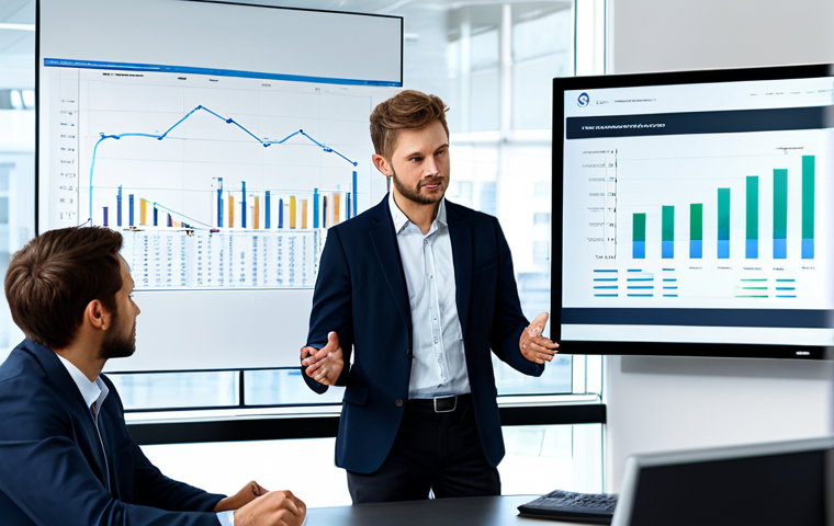A professional, diverse team of business professionals, fully clothed in appropriate business attire, collaborating in a modern, well-lit office. They are gathered around a large screen displaying charts and process flow diagrams, symbolizing efficiency and quality improvement. The scene conveys a sense of streamlined operations and strategic analysis for cost reduction. This image should have perfect anatomy, correct proportions, natural pose, well-formed hands, and proper finger count. It is safe for work, appropriate content, and family-friendly.