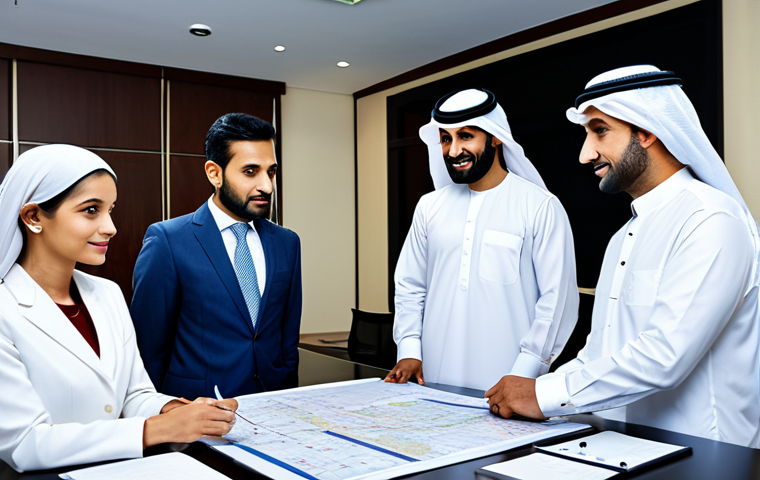 효율적인 자원 배분으로 비즈니스 비용 절감하기 - **Prompt:** "A strategic planning meeting in a modern office in Dubai, UAE. Business professionals a...