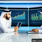 비즈니스 원가 절감을 위한 고객 유지 비용 분석 - A modern Middle Eastern business office scene showing a diverse team of Arabic professionals analyzi...
